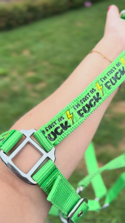 FMH - Nylon groen halster ‘Fast as F*CK’