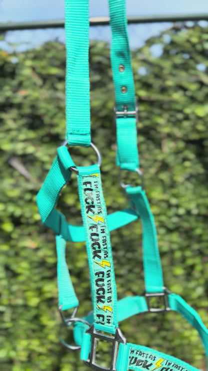 FMH - Nylon turquoise halster ‘Fast as F*CK’