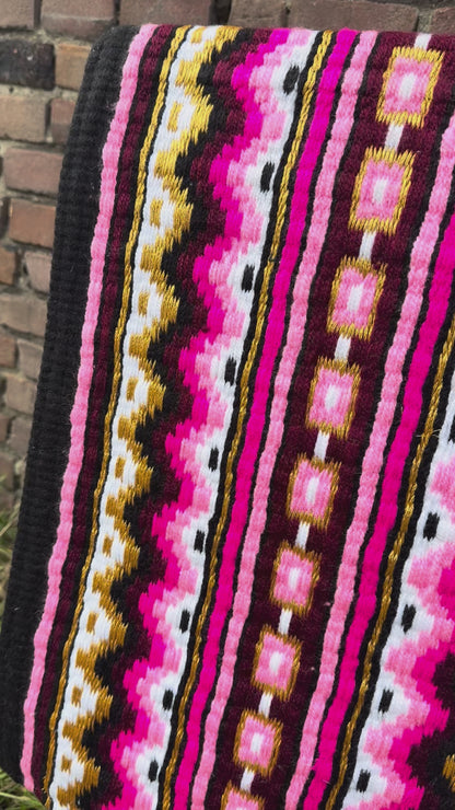 FMH - Masterpad Arena - Western Showblanket S004 - Zwart/ roze/ felroze/ bordeaux