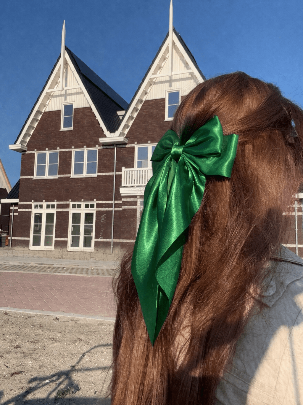 Vísolde - Lazo de satén verde para el cabello