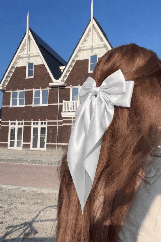 Vísolde - Fiocco per capelli in raso avorio bianco